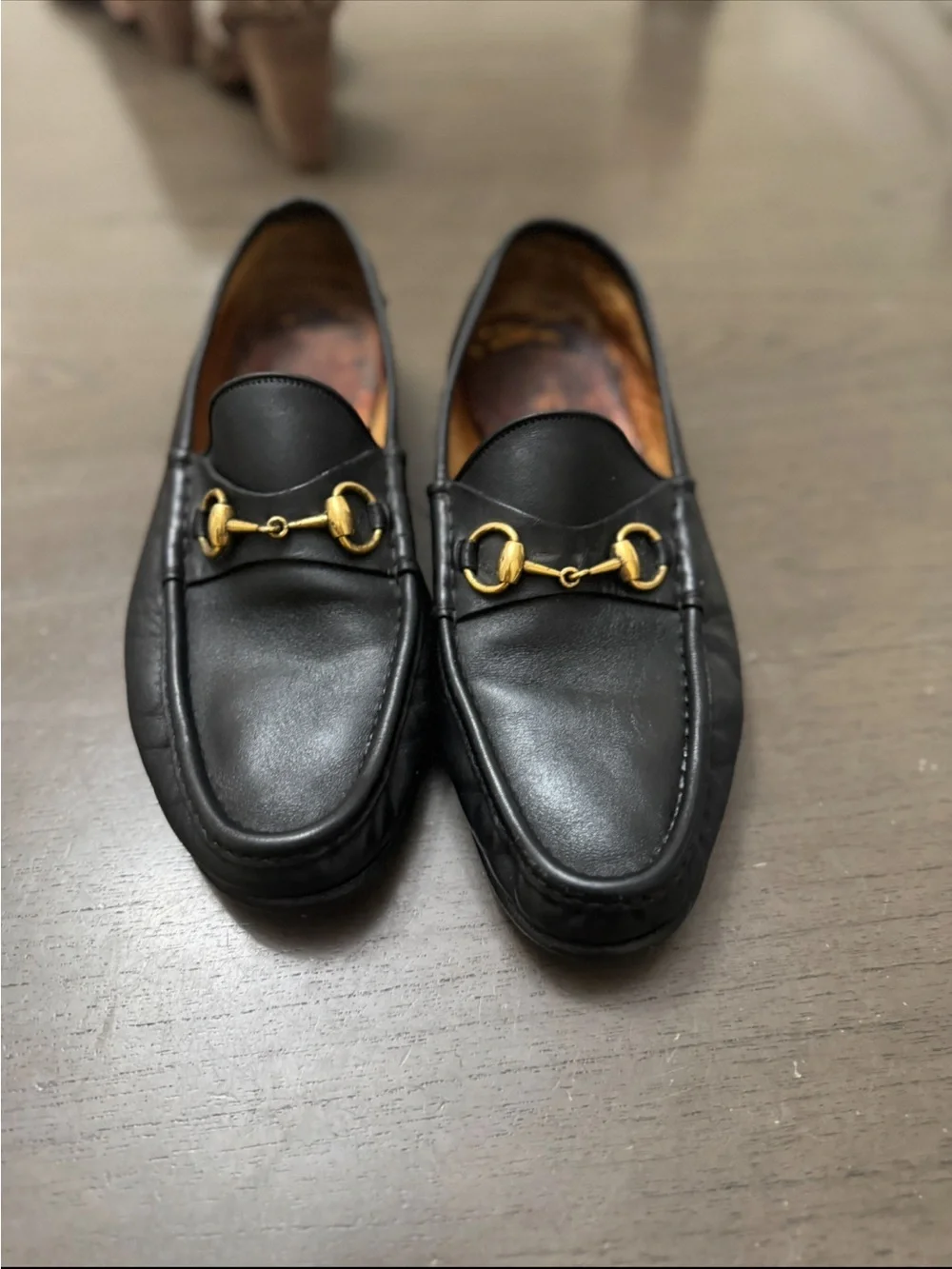 Gucci Black Leather Horsebit Slip-On Loafers